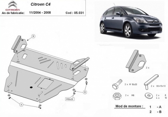 Cache sous moteur et de la boîte de vitesse Citroen C4