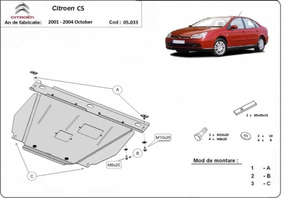 Cache sous moteur et de la boîte de vitesse Citroen C5