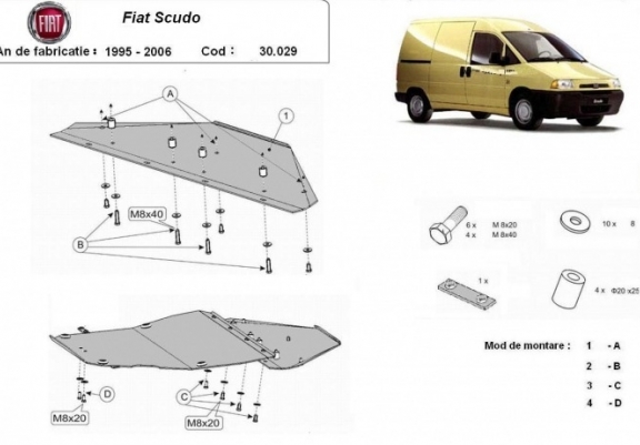 Cache sous moteur et de la boîte de vitesse Fiat Scudo
