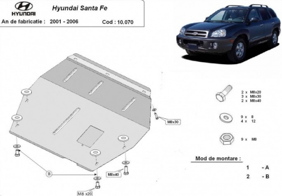 Cache sous moteur et de la boîte de vitesse Hyundai Santa Fe