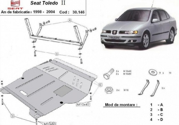 Cache sous moteur et de la boîte de vitesse Seat Toledo 2