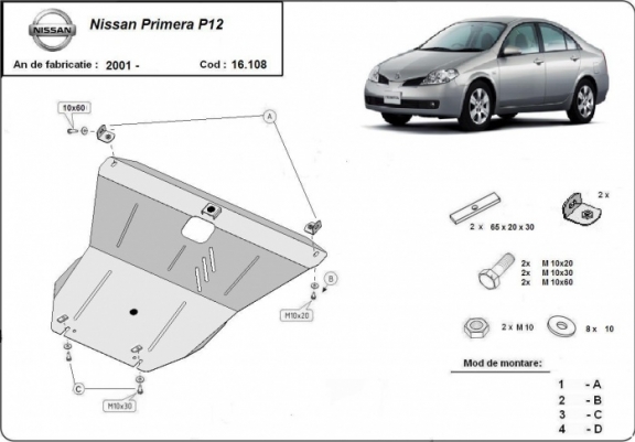 Cache sous moteur et de la boîte de vitesse Nissan Primera P12