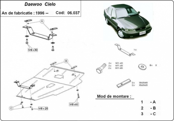 Cache sous moteur et de la boîte de vitesse Daewoo Cielo