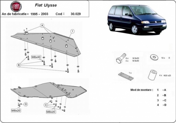 Cache sous moteur et de la boîte de vitesse Fiat Ulysse