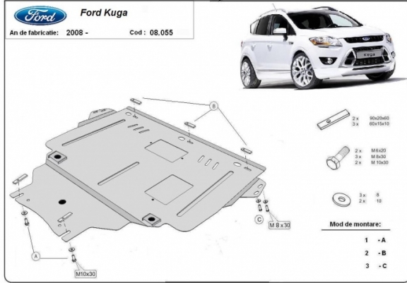 Cache sous moteur et de la boîte de vitesse Ford Kuga