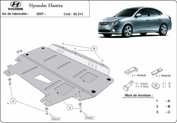 Cache sous moteur et de la boîte de vitesse Hyundai Elantra 1