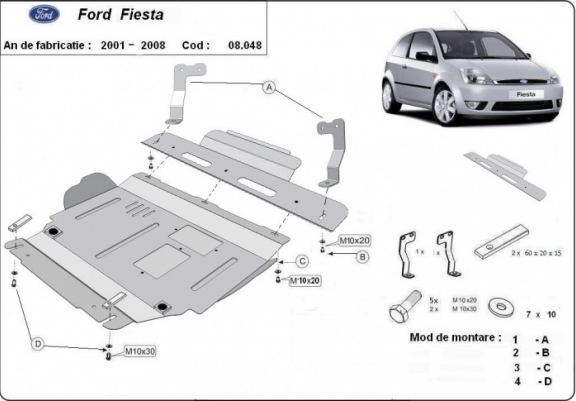 Cache sous moteur et de la boîte de vitesse Ford Fiesta