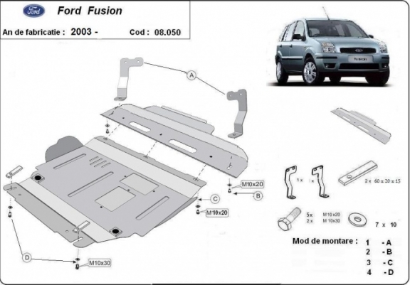 Cache sous moteur et de la boîte de vitesse Ford Fusion