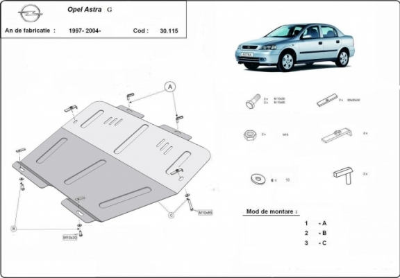 Cache sous moteur et de la boîte de vitesse Opel Astra G