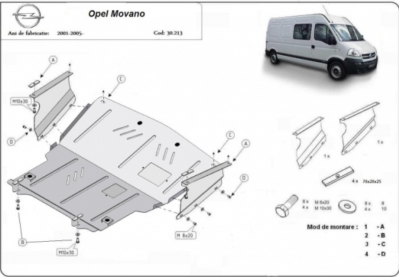 Cache sous moteur et de la boîte de vitesse Opel Movano A 
