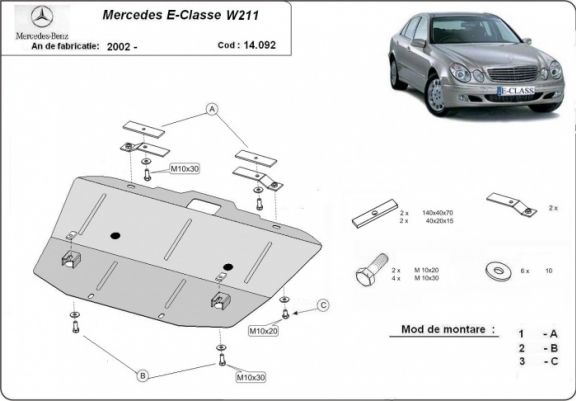 Cache sous moteur et de la radiateur Mercedes E-Classe W211