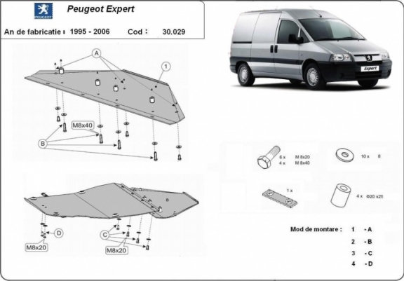 Cache sous moteur et de la boîte de vitesse Peugeot Expert