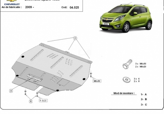 Cache sous moteur et de la boîte de vitesse Chevrolet Spark