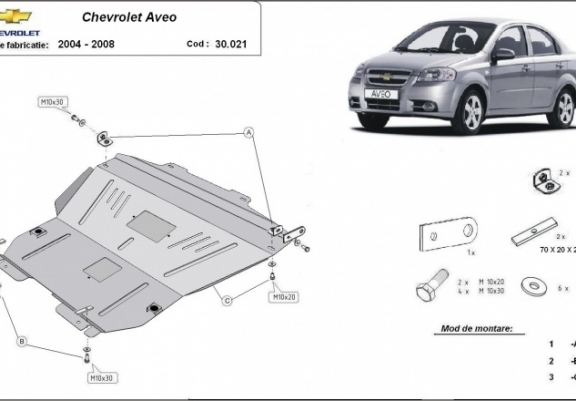 Cache sous moteur et de la boîte de vitesse Chevrolet Aveo