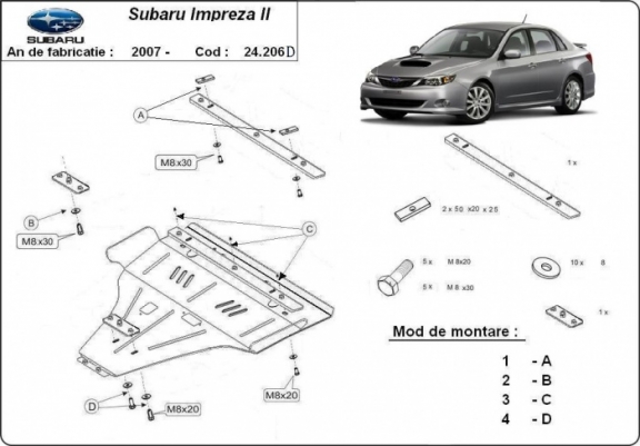 Cache sous moteur et de la boîte de vitesse Subaru Impreza Diesel