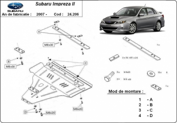 Cache sous moteur et de la boîte de vitesse Subaru Impreza Petrol