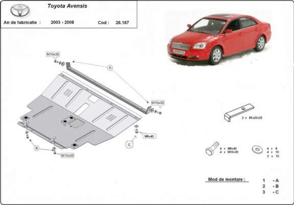 Cache sous moteur et de la boîte de vitesse Toyota Avensis