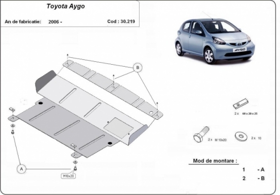 Cache sous moteur et de la boîte de vitesse Toyota Aygo AB10