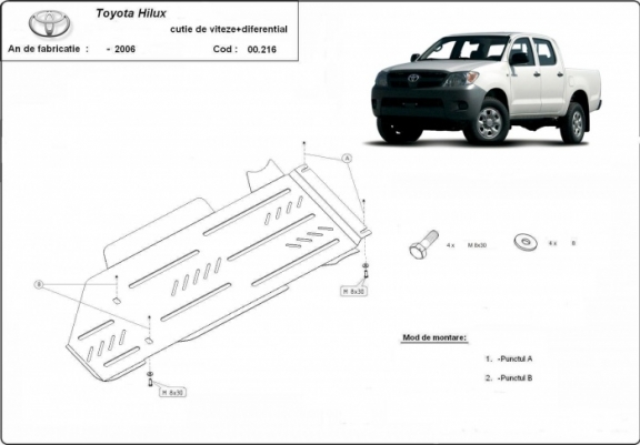 Cache de protection de la boîte de vitesse et de la différentiel Toyota Hilux