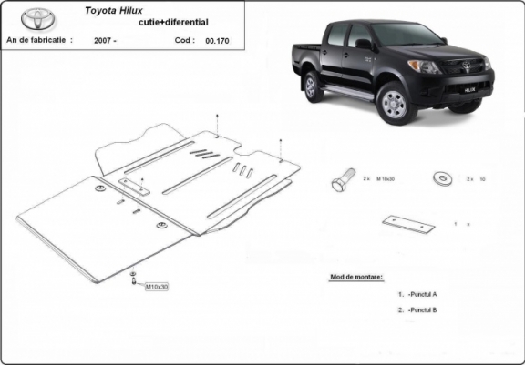 Cache de protection de la boîte de vitesse et de la différentiel Toyota Hilux