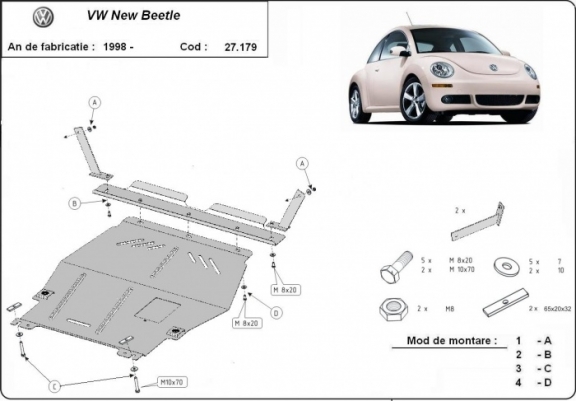 Cache sous moteur et de la boîte de vitesse Volkswagen New Beetle