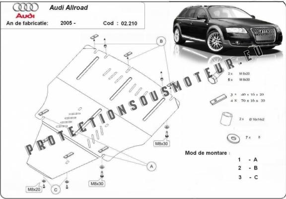 Cache sous moteur et de la boîte de vitesse Audi A6 Allroad 2 - sans latéraux