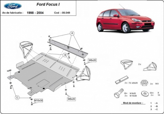 Cache sous moteur et de la boîte de vitesse Ford Focus 1