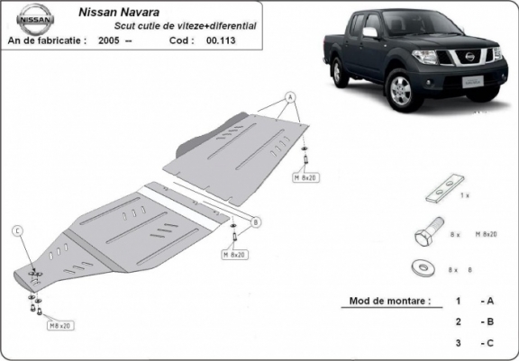 Cache de protection de la boîte de vitesse  Nissan Navara D40