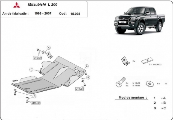 Cache Sous Moteur Mitsubishi L200