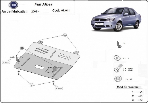 Cache sous moteur et de la boîte de vitesse Fiat Albea