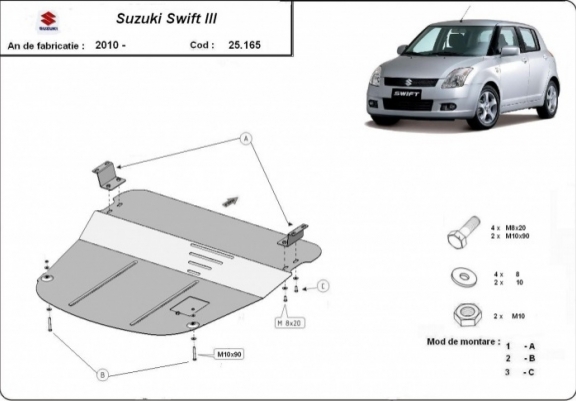 Cache sous moteur et de la boîte de vitesse Suzuki Swift 3