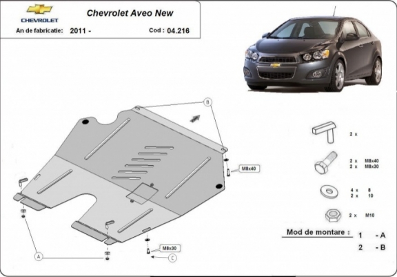 Cache sous moteur et de la boîte de vitesse Chevrolet Aveo