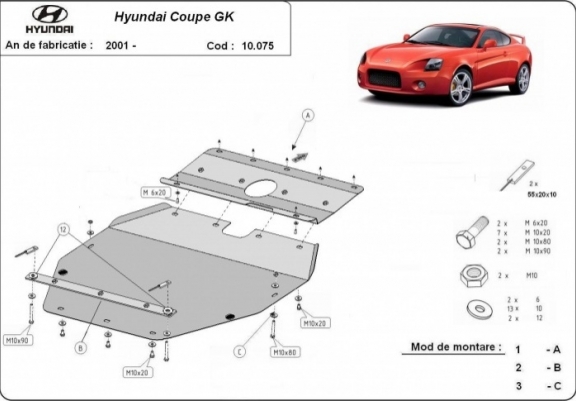 Cache sous moteur et de la boîte de vitesse Hyundai Coupé Gk