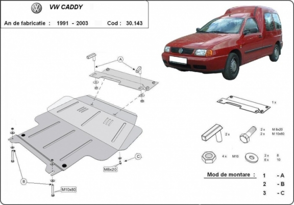 Cache sous moteur et de la boîte de vitesse Volkswagen Caddy