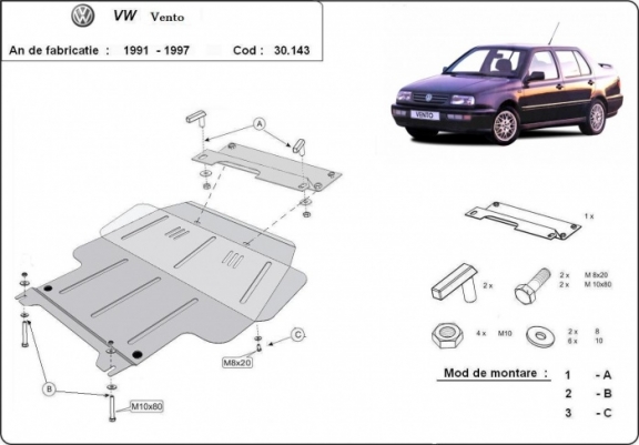 Cache sous moteur et de la boîte de vitesse Volkswagen Vento
