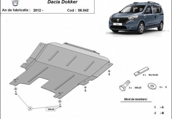 Cache sous moteur et de la boîte de vitesse Dacia Dokker