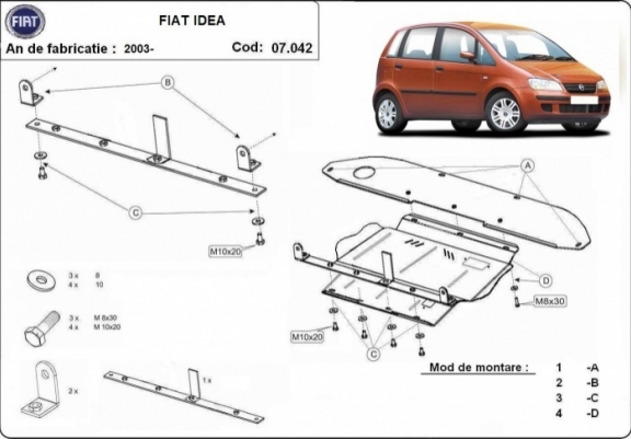 Cache de protection de la boîte de vitesse Fiat Idea