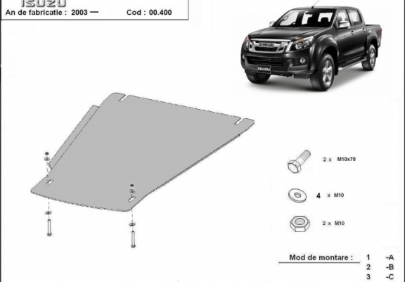 Cache de protection de la boîte de vitesse Isuzu D-Max
