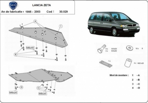 Cache sous moteur et de la boîte de vitesse Lancia Zeta