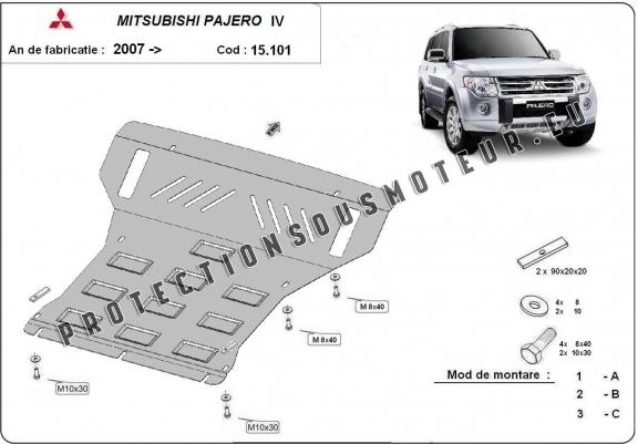 Cache sous moteur et de la radiateur Mitsubishi Pajero 4 (V80, V90)