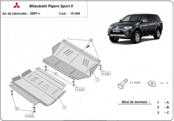 Cache sous moteur et de la radiateur Mitsubishi Pajero Sport 2