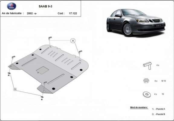Cache sous moteur et de la boîte de vitesse Saab 9-3