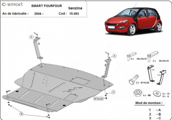 Cache sous moteur et de la boîte de vitesse Smart ForFour