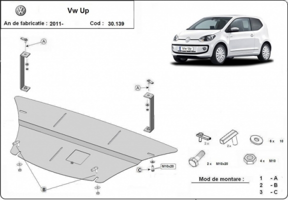 Cache sous moteur et de la boîte de vitesse VW Up