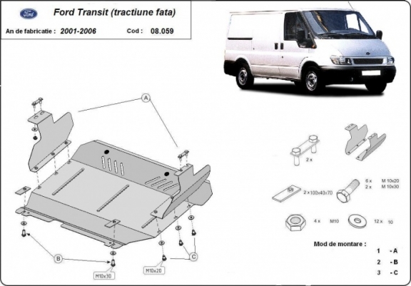 Cache sous moteur et de la boîte de vitesse Ford Transit - FWD