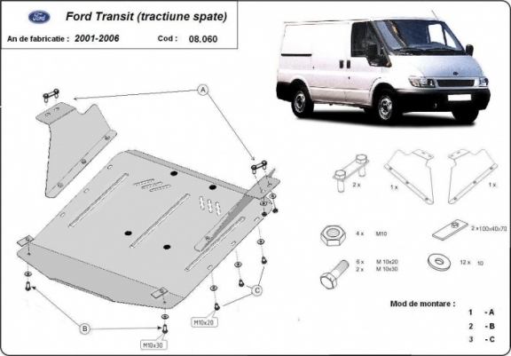 Cache sous moteur et de la boîte de vitesse Ford Transit - RWD