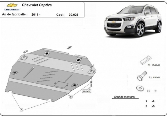 Cache sous moteur et de la boîte de vitesse Chevrolet Captiva