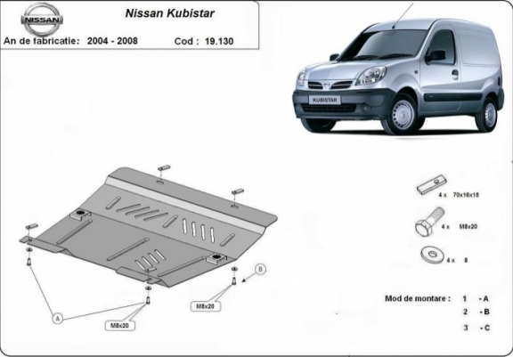 Cache sous moteur et de la boîte de vitesse Nissan Kubistar