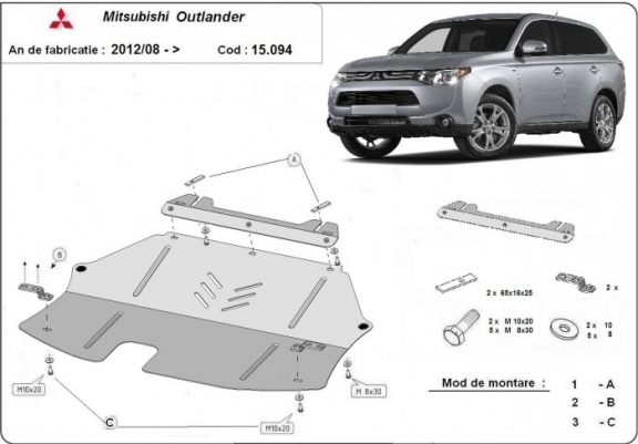 Cache sous moteur et de la boîte de vitesse Mitsubishi Outlander