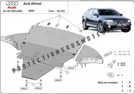 Cache sous moteur et de la boîte de vitesse Audi A6 Allroad 2 - avec latéraux